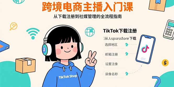 （15708期）跨境电商主播入门课，TikTok下载注册，支付工具配置，社媒账号管理全流程-知创网
