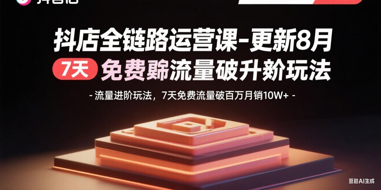 （15918期）抖店全链路运营课-更新8月：流量进阶玩法，7天免费流量破百万月销10W+-知创网