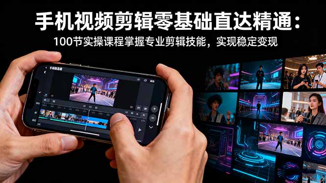 （16466期）手机视频剪辑零基础直达精通：100节实操课程掌握专业剪辑技能，实现稳…-知创网