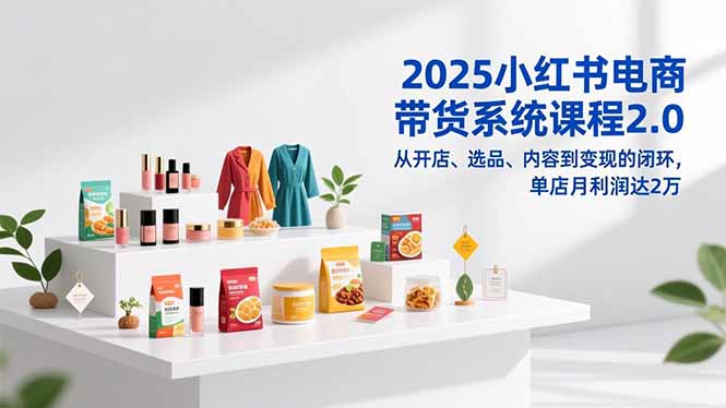（16880期）2025小红书电商带货系统课程2.0，从开店、选品、内容到变现的闭环，单店月利润达2万-知创网