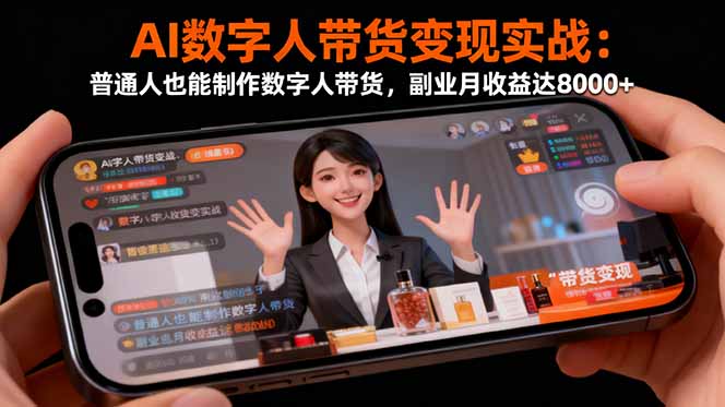 (16377期)AI数字人带货变现实战:普通人也能制作数字人带货,副业月收益达8000+-知创网