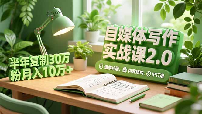 （16734期）自媒体写作实战课2.0，爆款标题、内容结构、IP打造，半年复制30万粉月入10万+-知创网