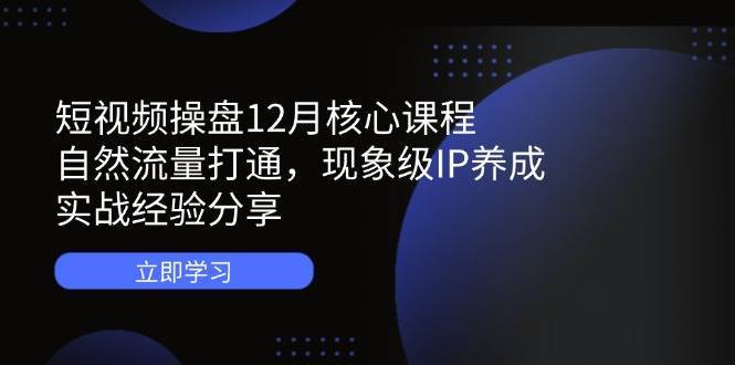 短视频操盘12月核心课程：自然流量打通，现象级IP养成，实战经验分享-知创网