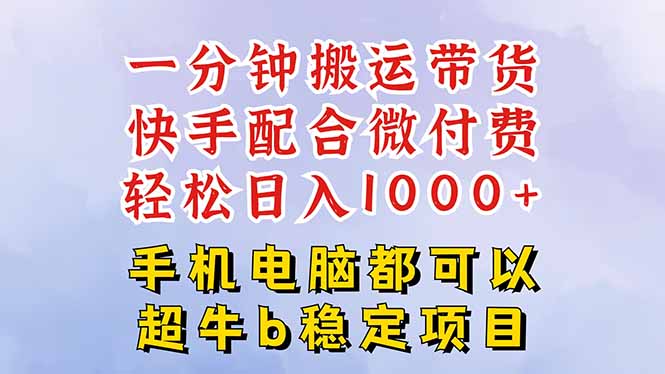 （16285期）快手黑科技一分钟搬运带货，一刀不剪过原创，微付费投流玩法，轻松日入…-知创网