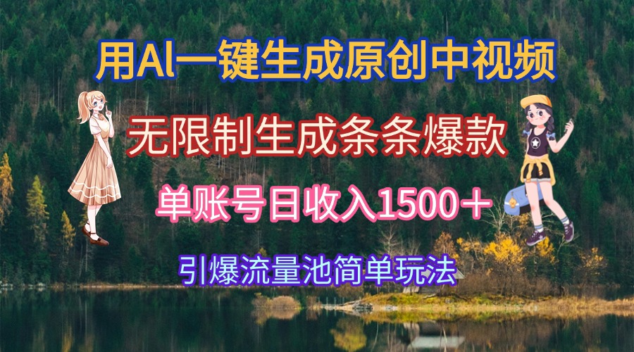 （15210期）用Al一键生成原创中视频，无限制生成条条爆款，单账号日收入1500＋引爆…-知创网