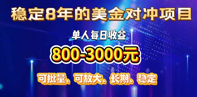 （15782期）稳定8年的美金对冲创业项目，单人每日收益800-3000，小众暴力项目-知创网