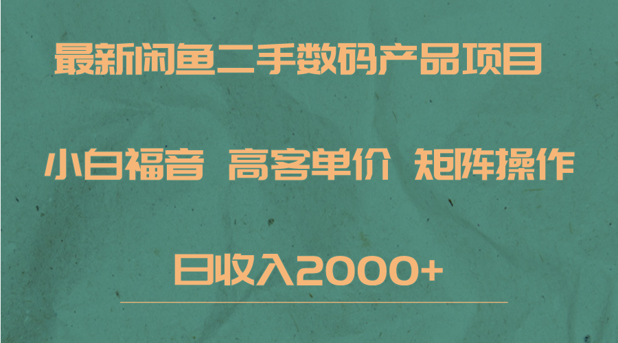 最新闲鱼二手数码赛道，小白福音，高客单价，矩阵操作，日收入2000+-知创网