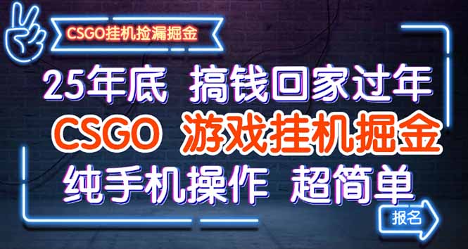 （16343期）25年底搞钱回家过年，CSGO游戏挂机掘金，纯手机操作超简单-知创网