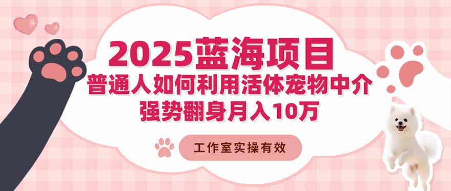 （16489期）2025蓝海项目：普通人如何利用活体宠物中介，强势翻身月入10万-知创网