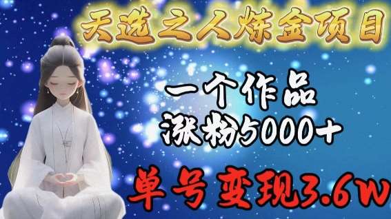 天选之人炼金项目，一个作品涨粉5000+，单号变现3.6w【揭秘】-知创网