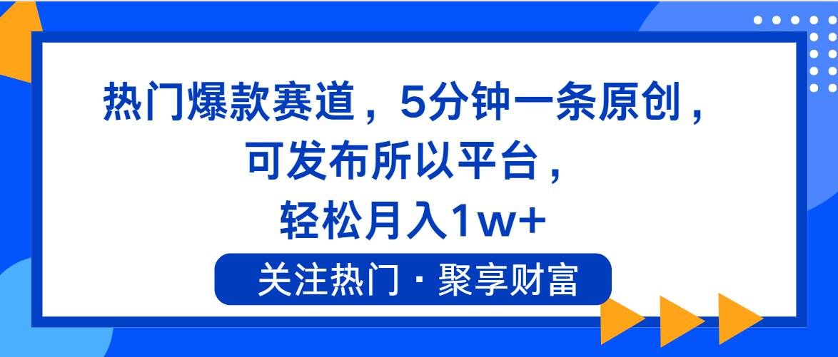 （11810期）热门爆款赛道，5分钟一条原创，可发布所以平台， 轻松月入1w+-知创网