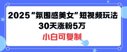 不露脸也能火！2025“氛围感美女”短视频玩法，30天涨粉5W小白可复制-知创网
