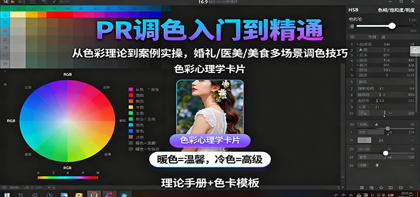 PR调色入门到精通：从色彩理论到案例实操，婚礼/医美/美食多场景调色技巧-知创网