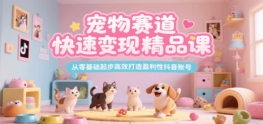宠物赛道快速变现精品课，从零基础起步高效打造盈利性抖音账号-知创网