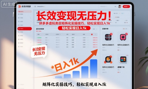 长效变现无压力!拼多多虚拟类目矩阵化实操技巧,轻松实现日入1k【揭秘】-知创网