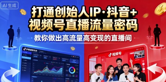 25年直播9-10两期线下课，打通创始人IP，抖音+视频号直播流量密码，教你做出高流量高变现的直播间-知创网