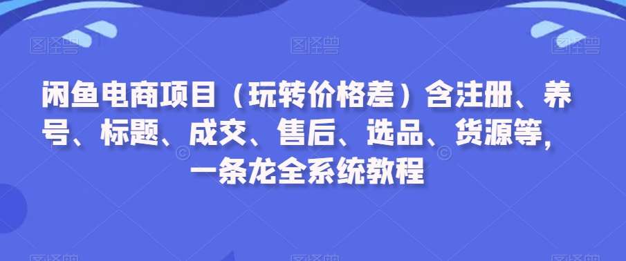 闲鱼电商项目(玩转价格差)含注册、养号、标题、成交、售后、选品、货源等,一条龙全系统教程-知创网