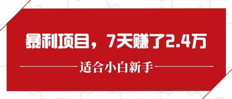（15228期）最新暴利项目，每单收益轻松在300以上，7天赚了2.4万-知创网