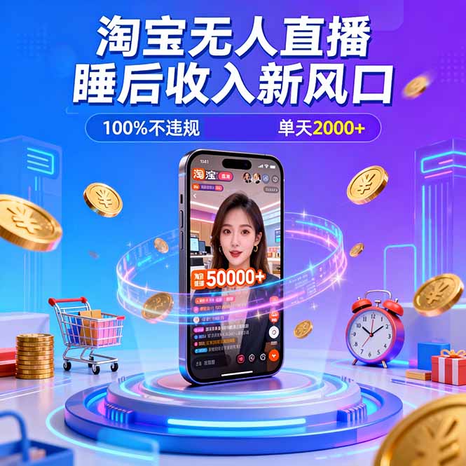 （16822期）淘宝无人直播，不违规不封号，直播100小时卖了5万，年底旺季！-知创网