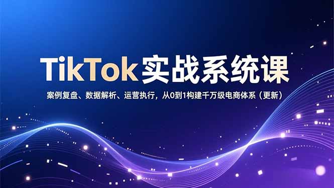 （16918期）TikTok实战系统课，案例复盘、数据解析、运营执行，从0到1构建千万级电商体系（更新）-知创网