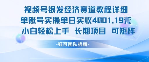 视频号银发经济赛道单账号实操单日实收1k+,小白轻松上手长期项目-知创网