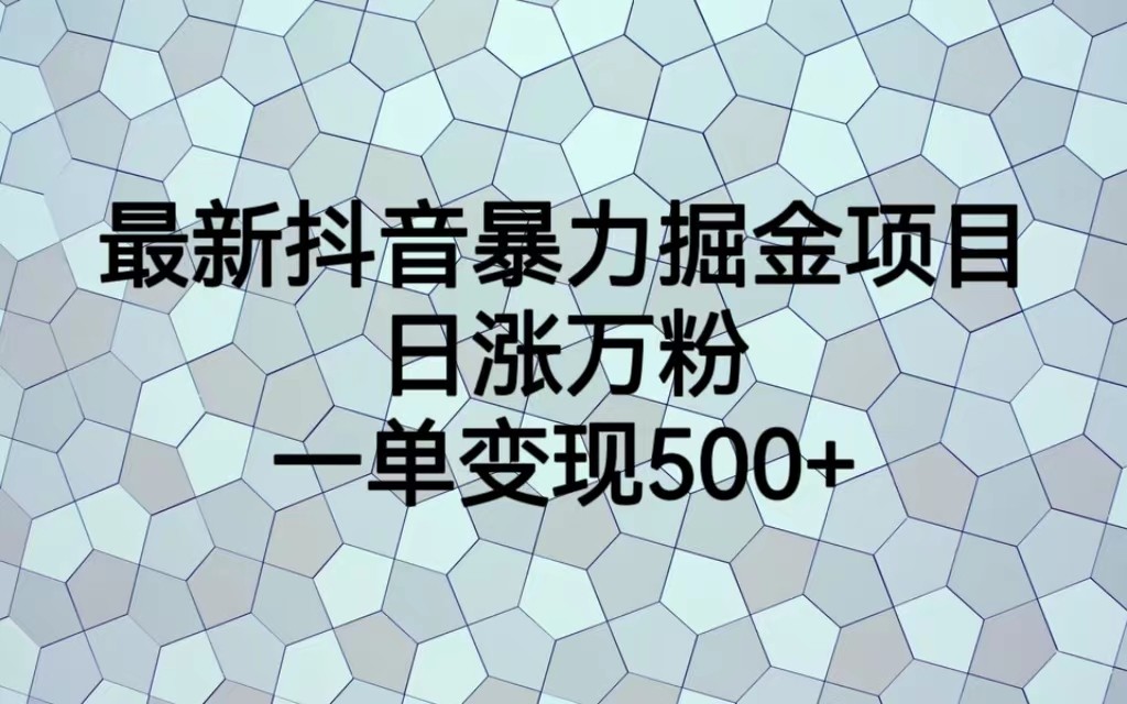 最新抖音暴力掘金项目，日涨万粉，一单变现500+-知创网