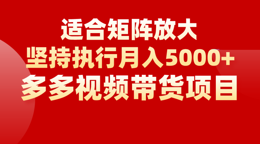矩阵操作月入5000+，多多视频带货项目，适合新手，也适合老手放大-知创网