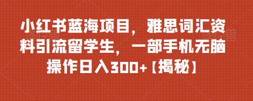 小红书蓝海项目,雅思词汇资料引流留学生,一部手机无脑操作日入300+【揭秘】-知创网