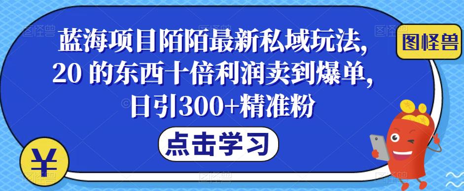 蓝海项目陌陌最新私域玩法,20 的东西十倍利润卖到爆单,日引300+精准粉【揭秘】-知创网