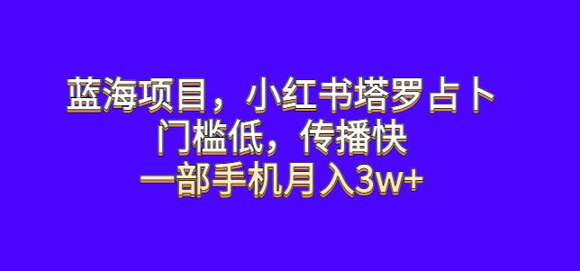 蓝海项目，小红书塔罗占卜，门槛低，传播快，一部手机月入3w+【揭秘】-知创网