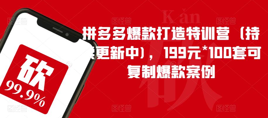 拼多多爆款打造特训营（持续更新中)，199元*100套可复制爆款案例-知创网