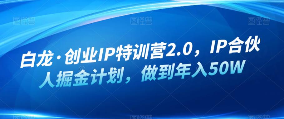 白龙·创业IP特训营2.0，IP合伙人掘金计划，做到年入50W-知创网