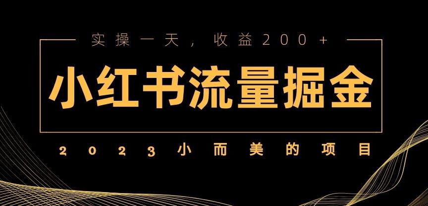 2023小而美的项目,小红书流量掘金,实操一天,收益200+【揭秘】-知创网