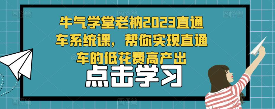 牛气学堂老衲2023直通车系统课，帮你实现直通车的低花费高产出-知创网