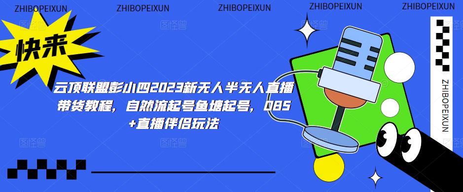 云顶联盟彭小四2023新无人半无人直播带货教程,自然流起号鱼塘起号,OBS+直播伴侣玩法-知创网