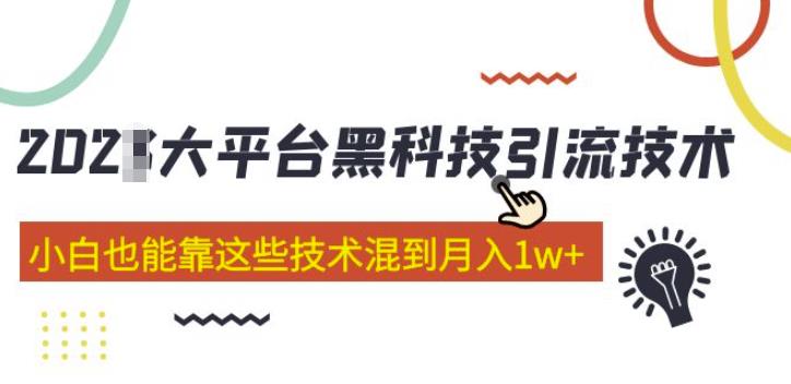 大平台黑科技引流技术，小白也能靠这些技术混到月入1w+(2022年的课程）-知创网