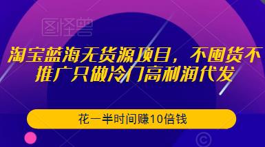 淘宝蓝海无货源项目，不囤货不推广只做冷门高利润代发，花一半时间赚10倍钱-知创网