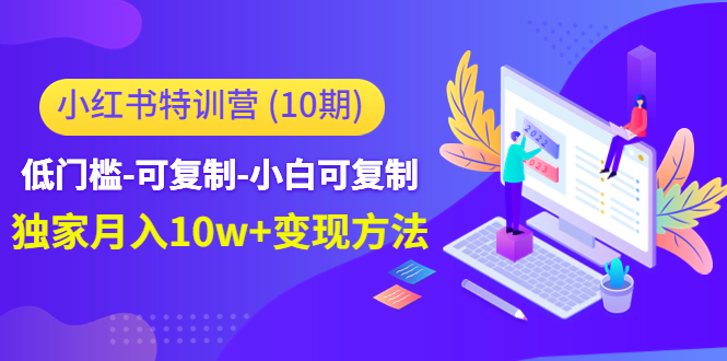 小红书特训营低门槛-可复制-小白可复制-独家月入10w+变现方法-知创网