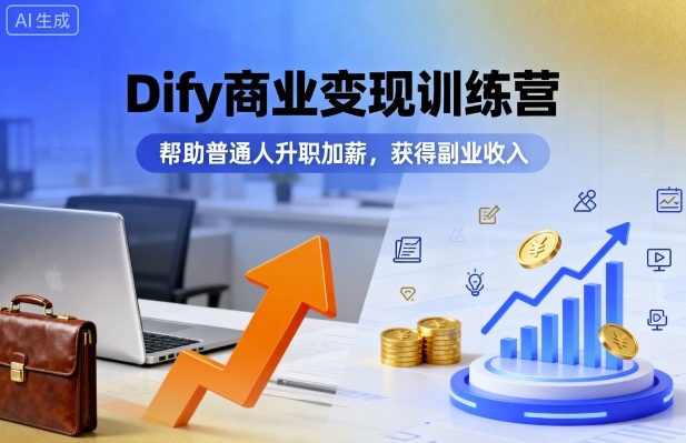 Dify商业变现训练营，帮助普通人升职加薪，获得副业收入-知创网