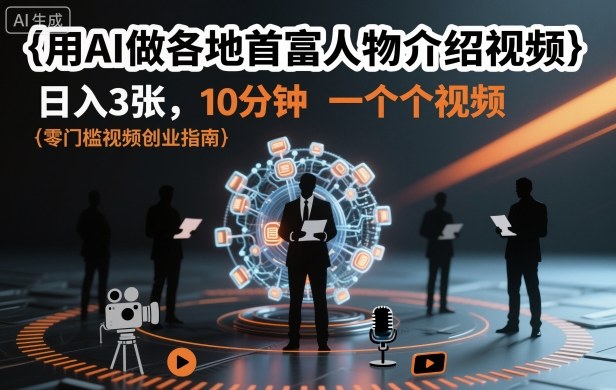 用AI做各地首富人物介绍视频,日入3张,10分钟一个视频-知创网