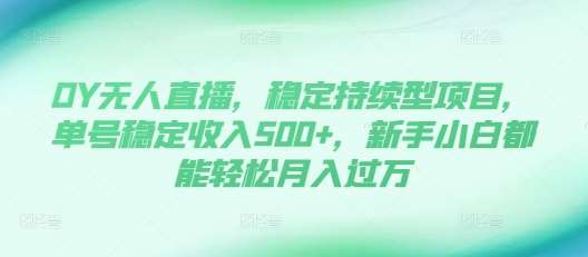 DY无人直播,稳定持续型项目,单号稳定收入500+,新手小白都能轻松月入过万【揭秘】-知创网