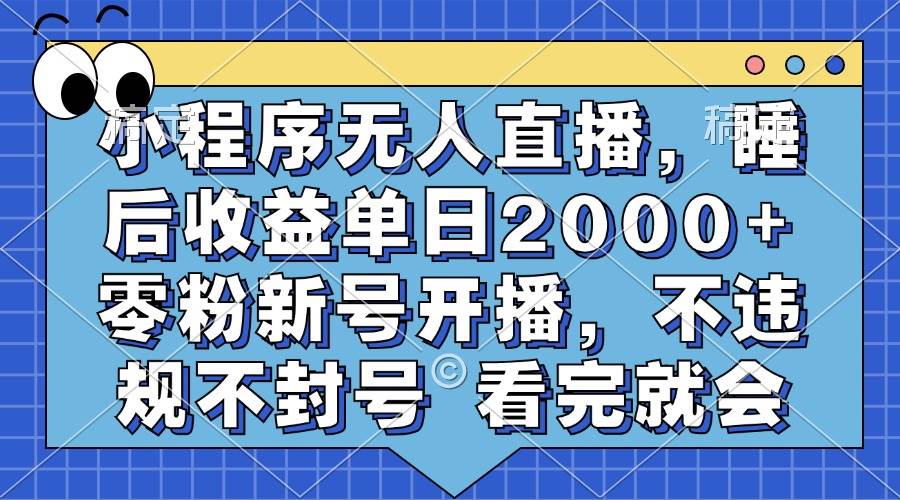 （13251期）小程序无人直播，睡后收益单日2000+ 零粉新号开播，不违规不封号 看完就会-知创网