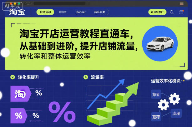 淘宝开店运营教程直通车，从基础到进阶，提升店铺流量，转化率和整体运营效率（更新11月）-知创网