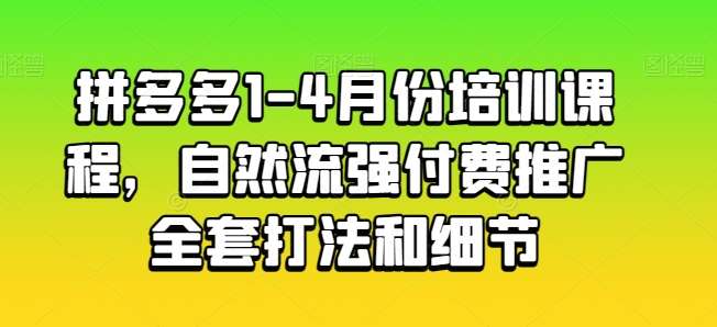 拼多多1-4月份培训课程，自然流强付费推广全套打法和细节-知创网