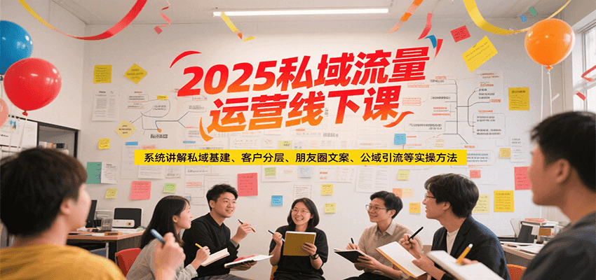 2025私域流量运营线下课，系统讲解私域基建/客户分层/朋友圈文案/公域引流等实操方法-知创网