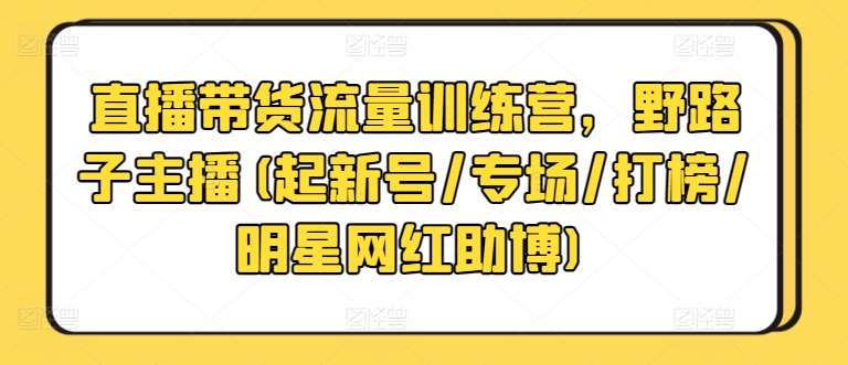 直播带货流量训练营，野路子主播(起新号/专场/打榜/明星网红助博)-知创网