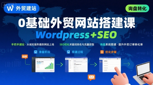 WordPress外贸建站+SEO优化课程，手把手教你从0到1搭建可获得询盘的外贸网站-知创网