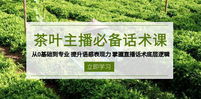 茶叶主播必备话术课 从0基础到专业 提升语感表现力 掌握直播话术底层逻辑-知创网