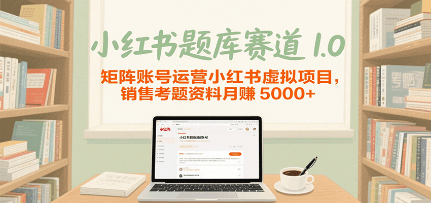 小红书题库赛道1.0,矩阵账号运营小红书虚拟项目,销售行业资格证考题资料月赚5000+-知创网