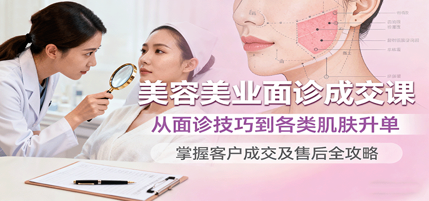 美容美业面诊成交课，从面诊技巧到各类肌肤升单，掌握客户成交及售后全攻略-知创网